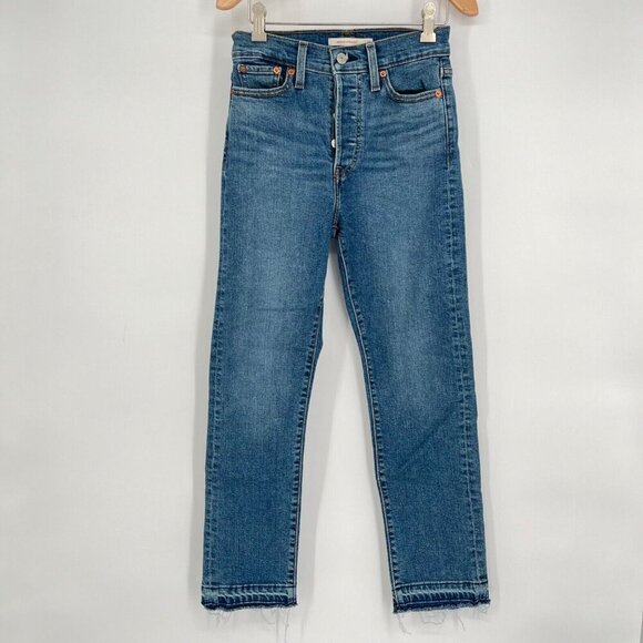 Levis Womens Wedgie Straight Jeans Size 26 Blue Denim - Picture 6 of 7
